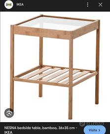 Comodino IKEA modello Nesna, in bambù e vetro