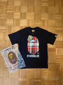 BAPE T-Shirt Nera Uomo Donna Unisex Streetwear Y2K
