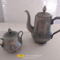 Caffettiera e Zuccheriera in metallo, Vintage.