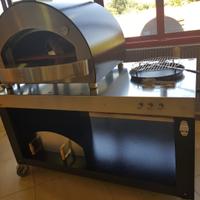 Forno alfa 4 pizze legna top inox carrello fiera