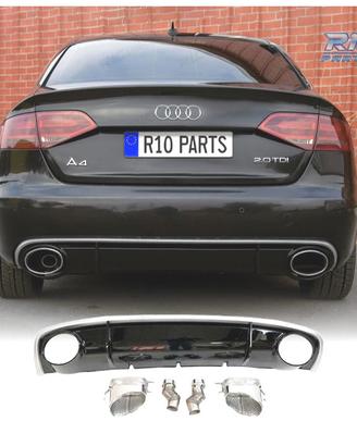 DIFFUSORE AUDI A4 B8 11-15 LOOK RS4 DOPPIA USCITA