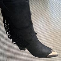 Stivali biker nero con frange scamosciato nr 40