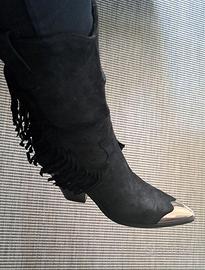 Stivali biker nero con frange scamosciato nr 40