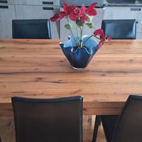 Tavolo legno rovere naturale artigianale+6 sedie