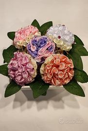 centrotavola ortensie di raso