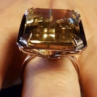 Anello vintage originale quarzo fumè e oro
