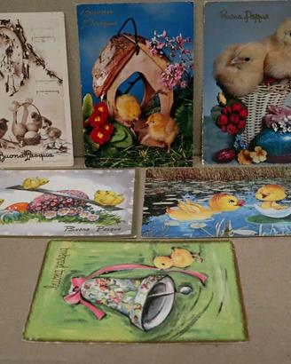 AUGURI BUONA PASQUA Lotto 6 cartoline PULCINI UOVA