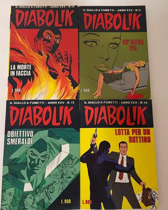 lotto 4 Fumetti Diabolik - Anno XXV N.10/11/13/14