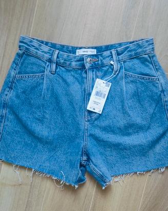 Shorts jeans Mango con pinces e orlo sfilacciato