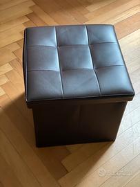 Pouf in simil pelle marrone