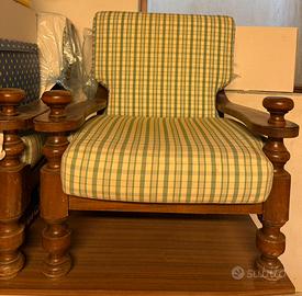 2 poltrone e divano country legno massiccio