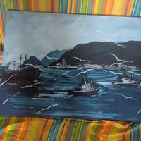 quadro mare rimorchiatori Franz Porta 100x70