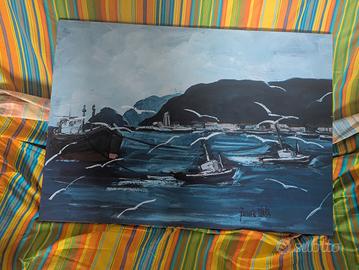 quadro mare rimorchiatori Franz Porta 100x70