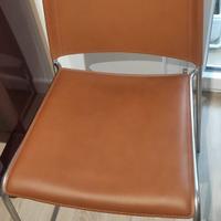 4 Sedie da salone in acciao e cuoio rigenerato