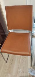 4 Sedie da salone in acciao e cuoio rigenerato