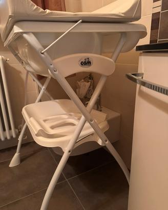 Fasciatoio neonato con vaschetta per il bagnetto