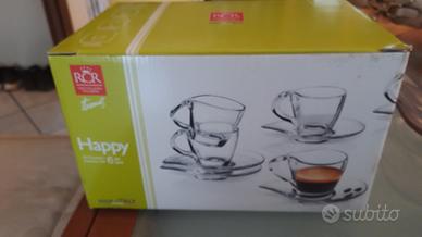 Set 6 Tazzine Caffè RCR Happy con Piattino - NUOVO