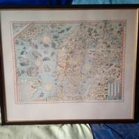 Litografia Mappa antica Carta Marina, 1529, mostri