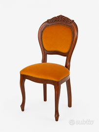 6 Sedie Classiche Eleganti in Legno e Velluto