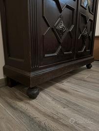 Vetrinetta/Libreria con vetri a cattedrale