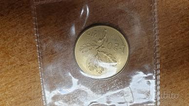 Moneta da L. 20 con errore conio