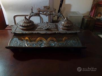 calamaio portapenne in ottone primi novecento per 