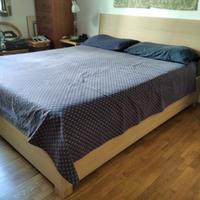 letto matrimoniale in rovere con alzarete contenit