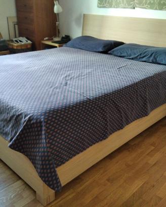 letto matrimoniale in rovere con alzarete contenit