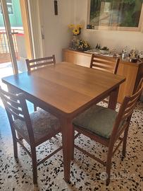 Tavolo e 4 sedie in legno