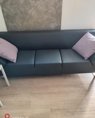 Divano 3 posti in pelle blu scuro 208x75x70