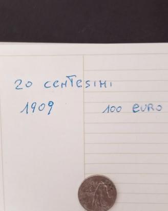 moneta 20 centesimi 1909