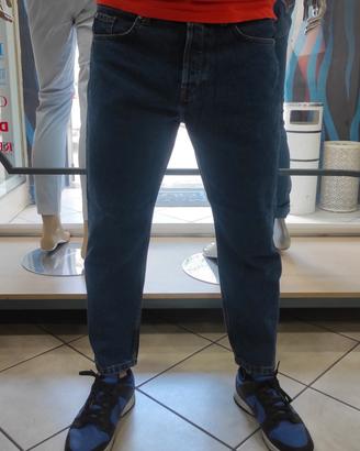 Jeans uomo blu carrot cropped