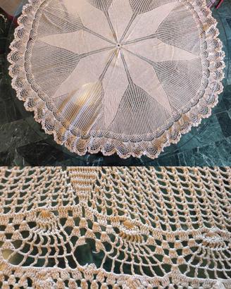 Tovaglia Rotonda Vintage Uncinetto Fatta a Mano