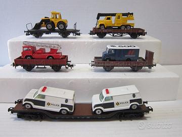 RIVAROSSI LIMA ROCO 5 CARRI PIANALI CON AUTOMEZZI