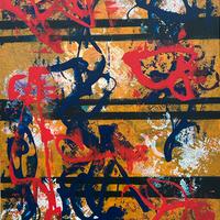 Arte, dipinto astratto in acrilico.