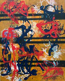 Arte, dipinto astratto in acrilico.