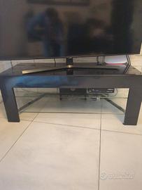 Tavolino televisore in acciaio e vetro