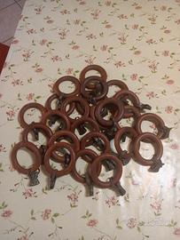 24 anelli per tende in legno vintage 