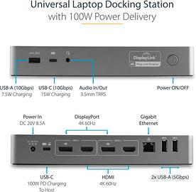 StarTech Docking Station Doppio HDMI/DP 4K, 100W