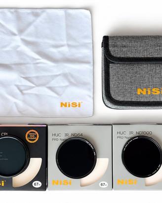 Kit filtri NiSi 67 mm CPL + ND64 + ND1000 con cust