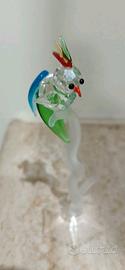 Piccola scultura Pappagallo in vetro di Murano