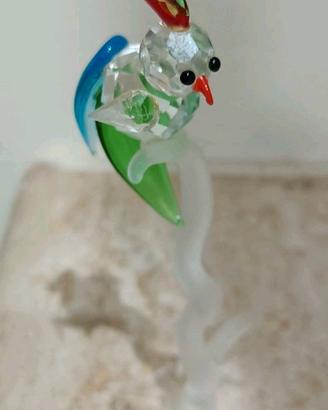 Piccola scultura Pappagallo in vetro di Murano