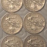 sei monete italiane dal 1908 al 1913
