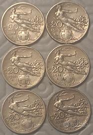 sei monete italiane dal 1908 al 1913