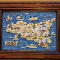 Piccolo quadro basso rilievo vista la Sicilia