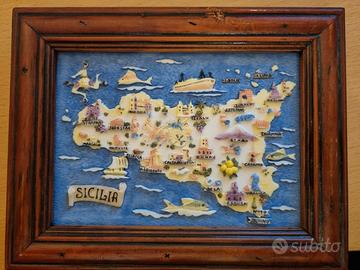 Piccolo quadro basso rilievo vista la Sicilia