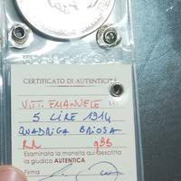 5 lire 1914 quadriga briosa periziata