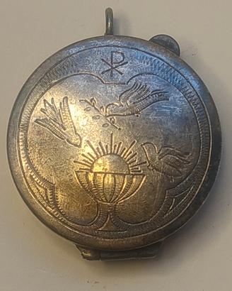 Antica pisside religiosa in argento placcato