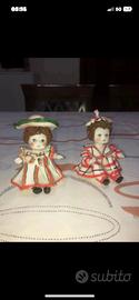 Statuine bambole ceramica vintage  dipinte a mano
