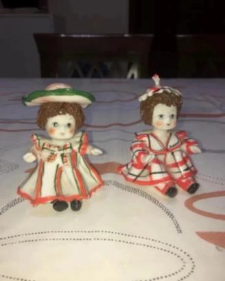 Statuine bambole ceramica vintage  dipinte a mano